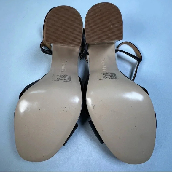 Calvin Klein Laureen acrylic / wooden block heel sandals Sz 9.5 worn in store - Picture 8 of 12